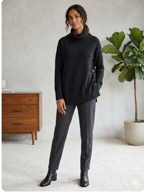 rag & bone Charcoal Button-Side Ribbed Turtleneck Sweater